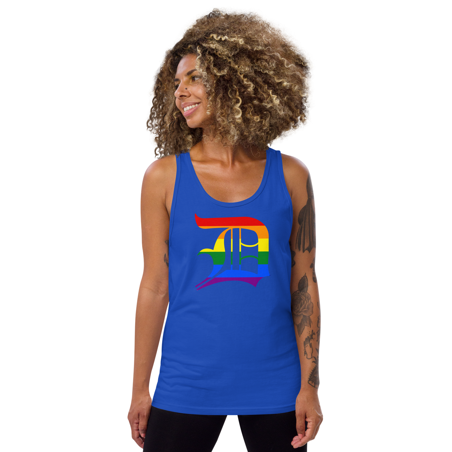 Detroit 'Old English D' Tank Top (Rainbow Pride Edition) | Unisex Jersey