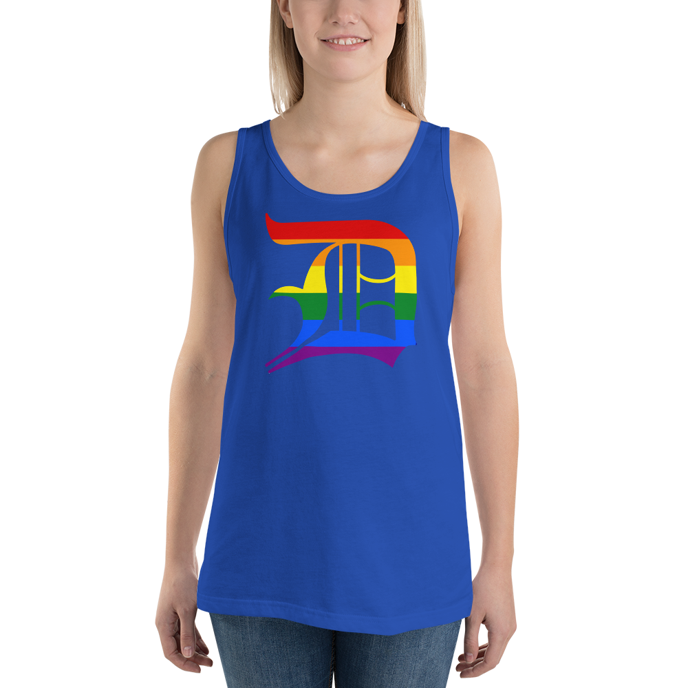 Detroit 'Old English D' Tank Top (Rainbow Pride Edition) | Unisex Jersey