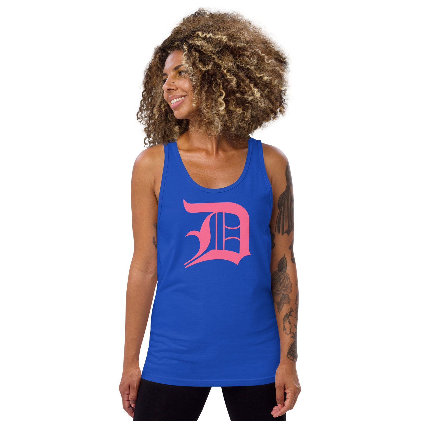 Detroit 'Old English D' Tank Top (Rhodochrosite Pink) | Unisex Jersey