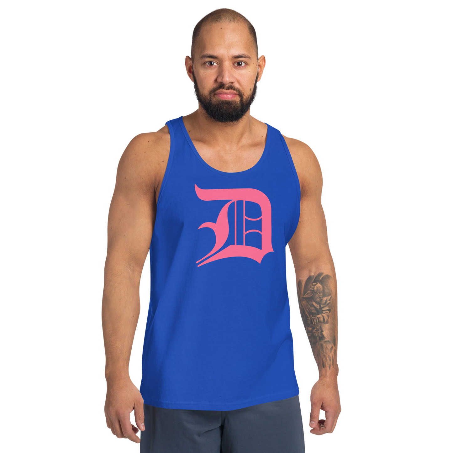 Detroit 'Old English D' Tank Top (Rhodochrosite Pink) | Unisex Jersey