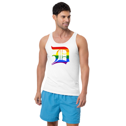 Detroit 'Old English D' Tank Top (Rainbow Pride Edition) | Unisex Jersey