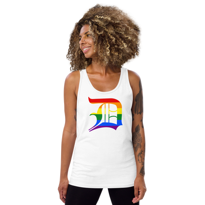 Detroit 'Old English D' Tank Top (Rainbow Pride Edition) | Unisex Jersey