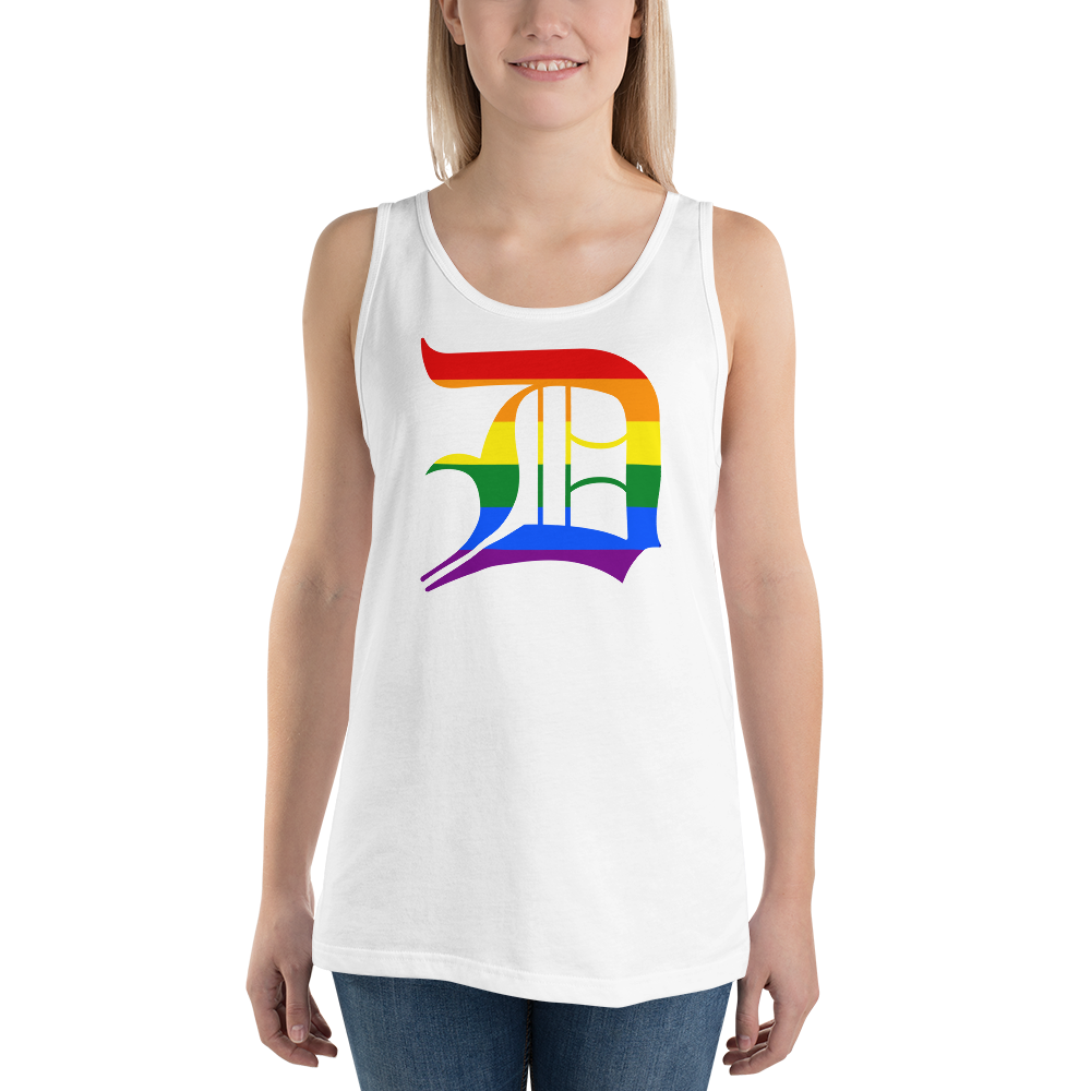 Detroit 'Old English D' Tank Top (Rainbow Pride Edition) | Unisex Jersey