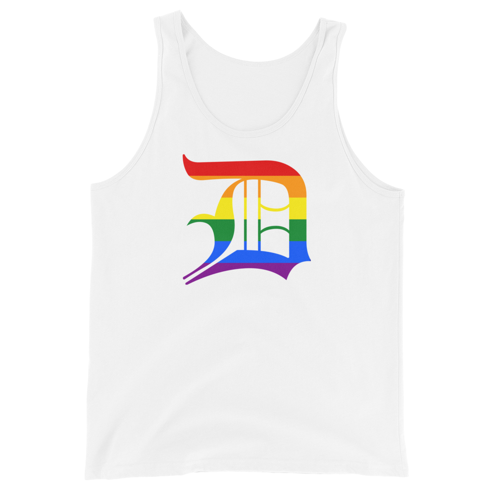 Detroit 'Old English D' Tank Top (Rainbow Pride Edition) | Unisex Jersey