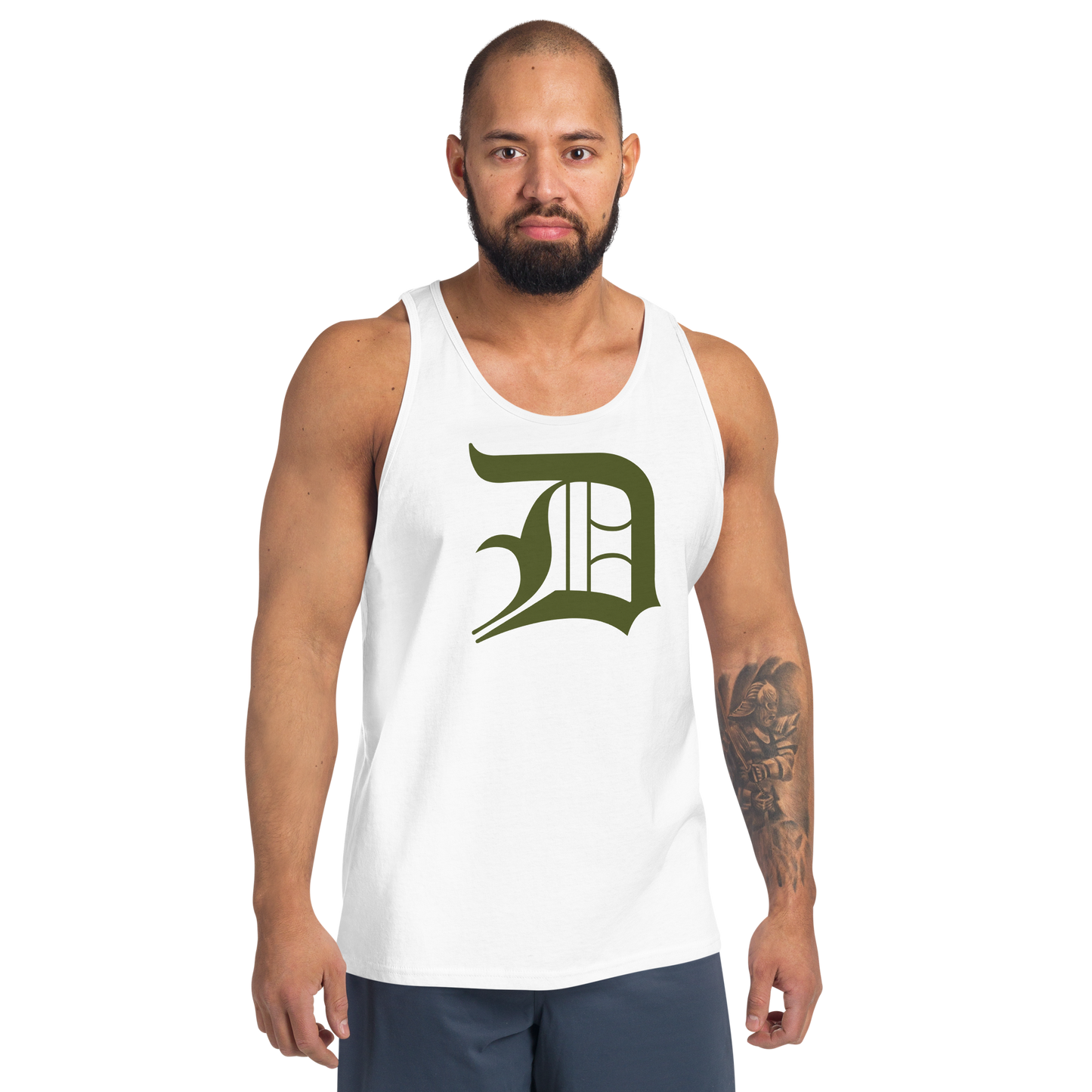 Detroit 'Old English D' Tank Top (Army Green) | Unisex Jersey