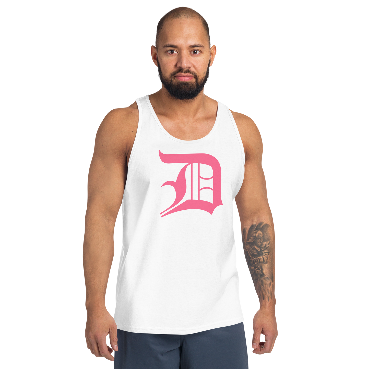 Detroit 'Old English D' Tank Top (Rhodochrosite Pink) | Unisex Jersey