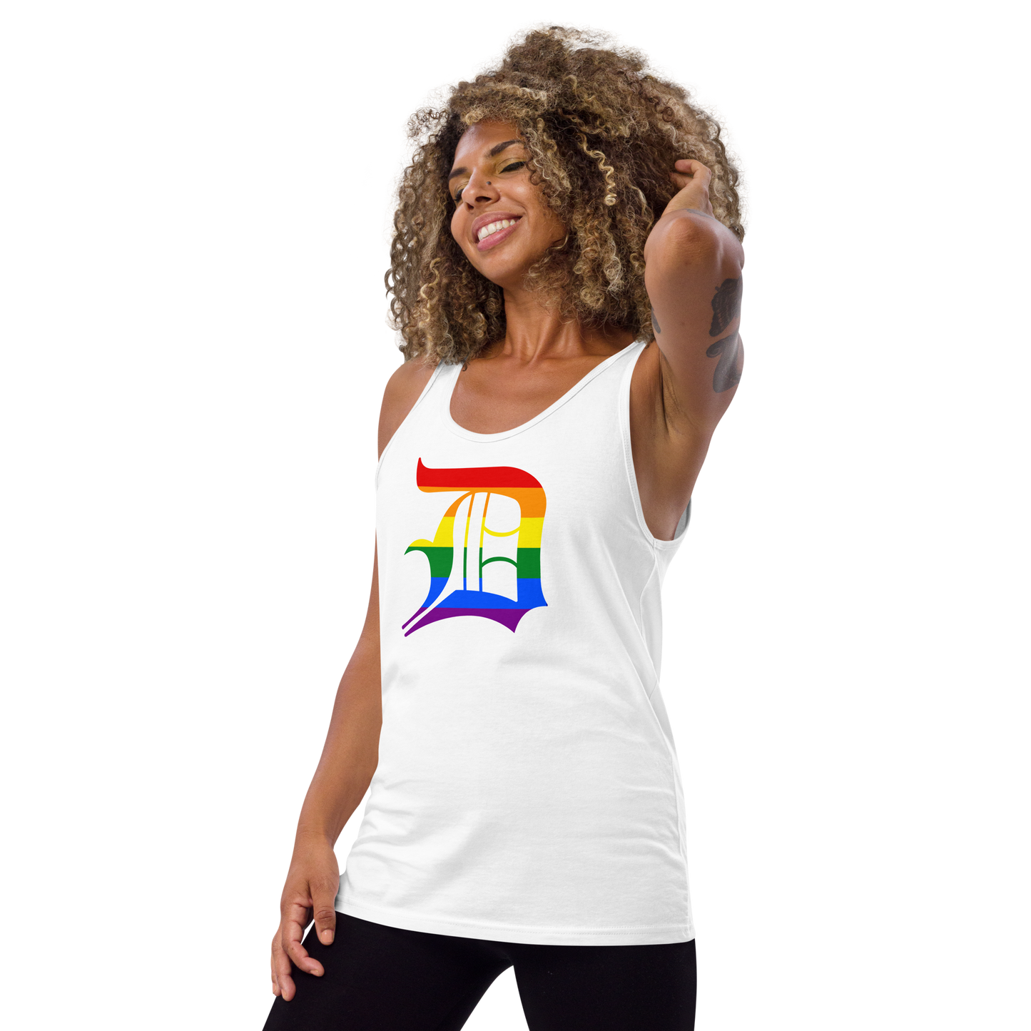 Detroit 'Old English D' Tank Top (Rainbow Pride Edition) | Unisex Jersey