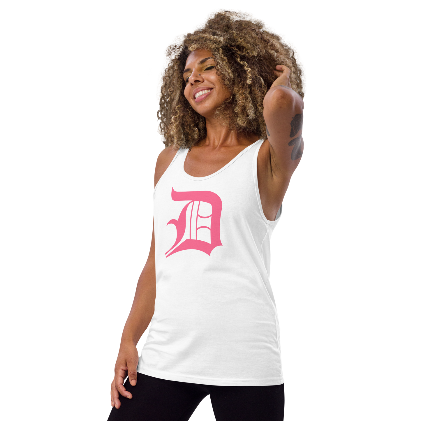 Detroit 'Old English D' Tank Top (Rhodochrosite Pink) | Unisex Jersey