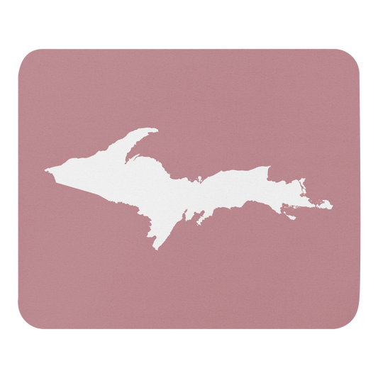 Michigan Upper Peninsula Mousepad (w/ UP Outline) | Cherry Blossom Pink