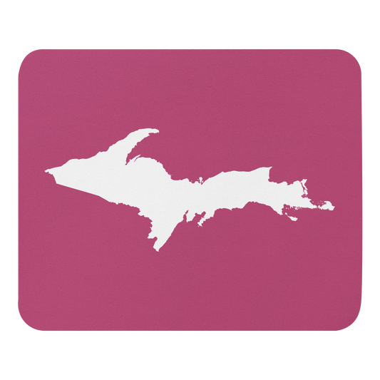 Michigan Upper Peninsula Mousepad (w/ UP Outline) | Apple Blossom Pink