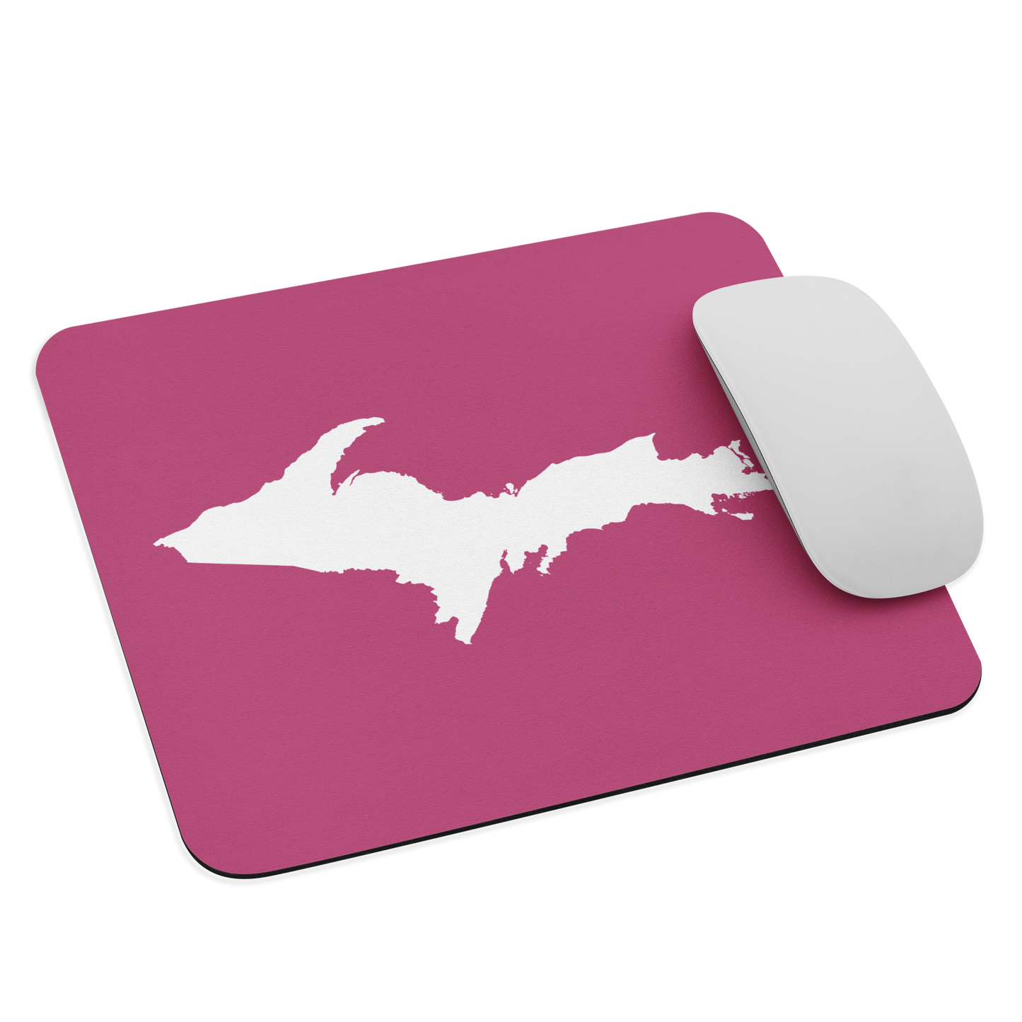 Michigan Upper Peninsula Mousepad (w/ UP Outline) | Apple Blossom Pink