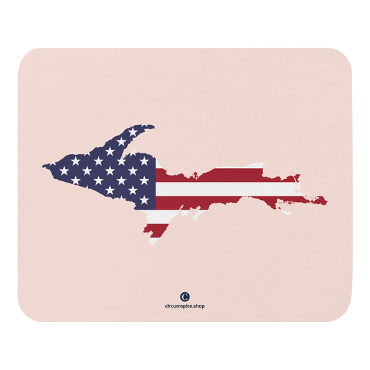 Michigan Upper Peninsula Mousepad (w/ UP Outline) | Champagne Pink