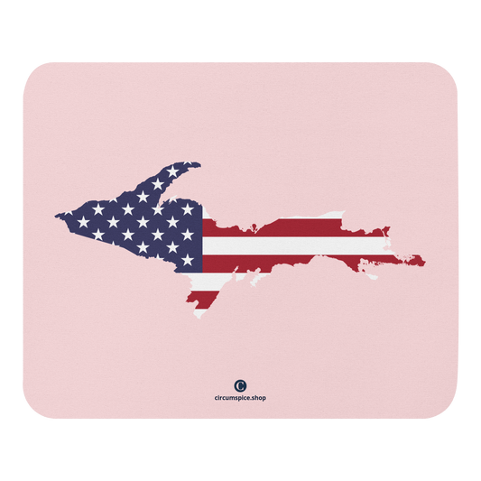 Michigan Upper Peninsula Mousepad (w/ UP Outline) | Pale Pink