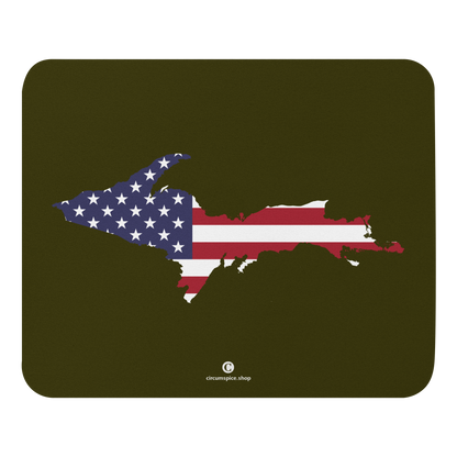 Michigan Upper Peninsula Mousepad (w/ UP Outline) | Military Green