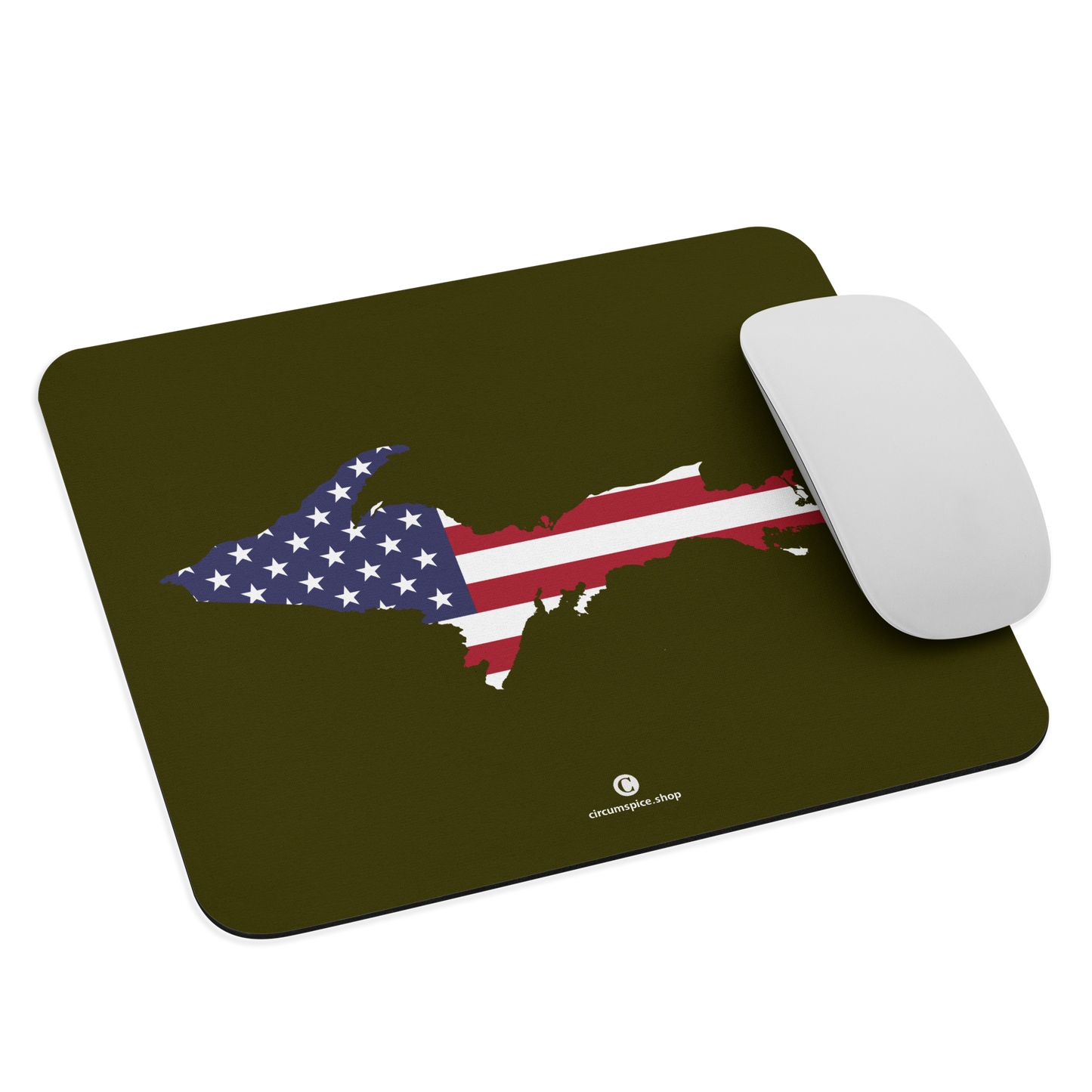 Michigan Upper Peninsula Mousepad (w/ UP Outline) | Military Green