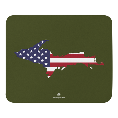 Michigan Upper Peninsula Mousepad (w/ UP Outline) | Army Green