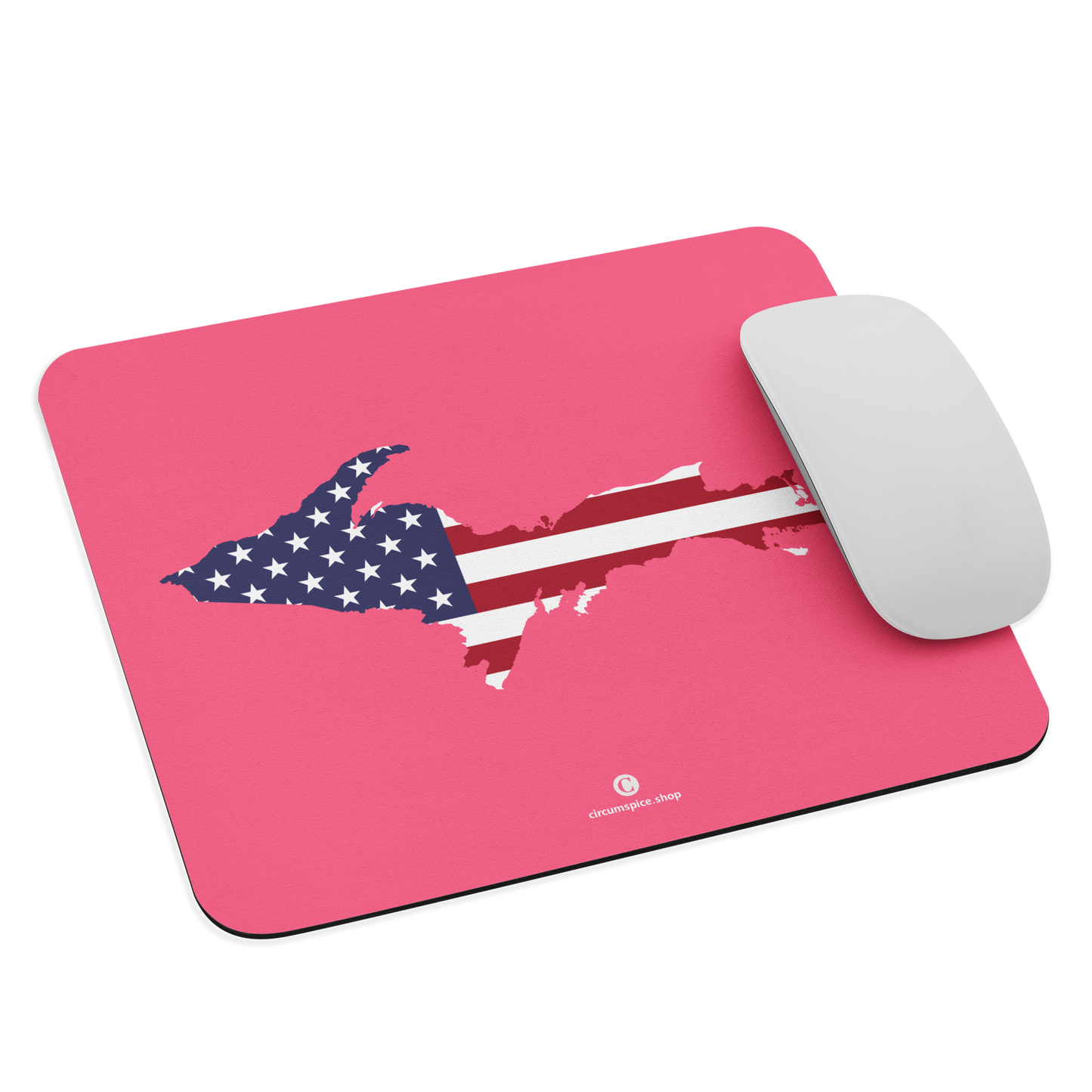 Michigan Upper Peninsula Mousepad (w/ UP Outline) | Rhodochrosite Pink