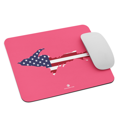 Michigan Upper Peninsula Mousepad (w/ UP Outline) | Rhodochrosite Pink