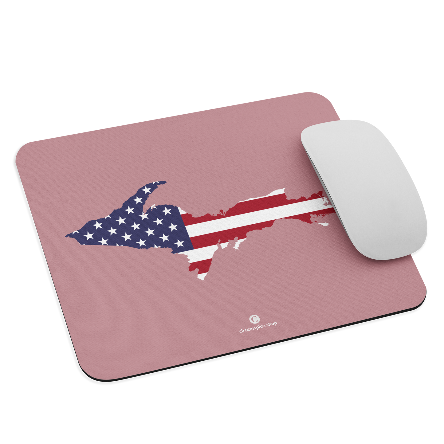 Michigan Upper Peninsula Mousepad (w/ UP Outline) | Cherry Blossom Pink