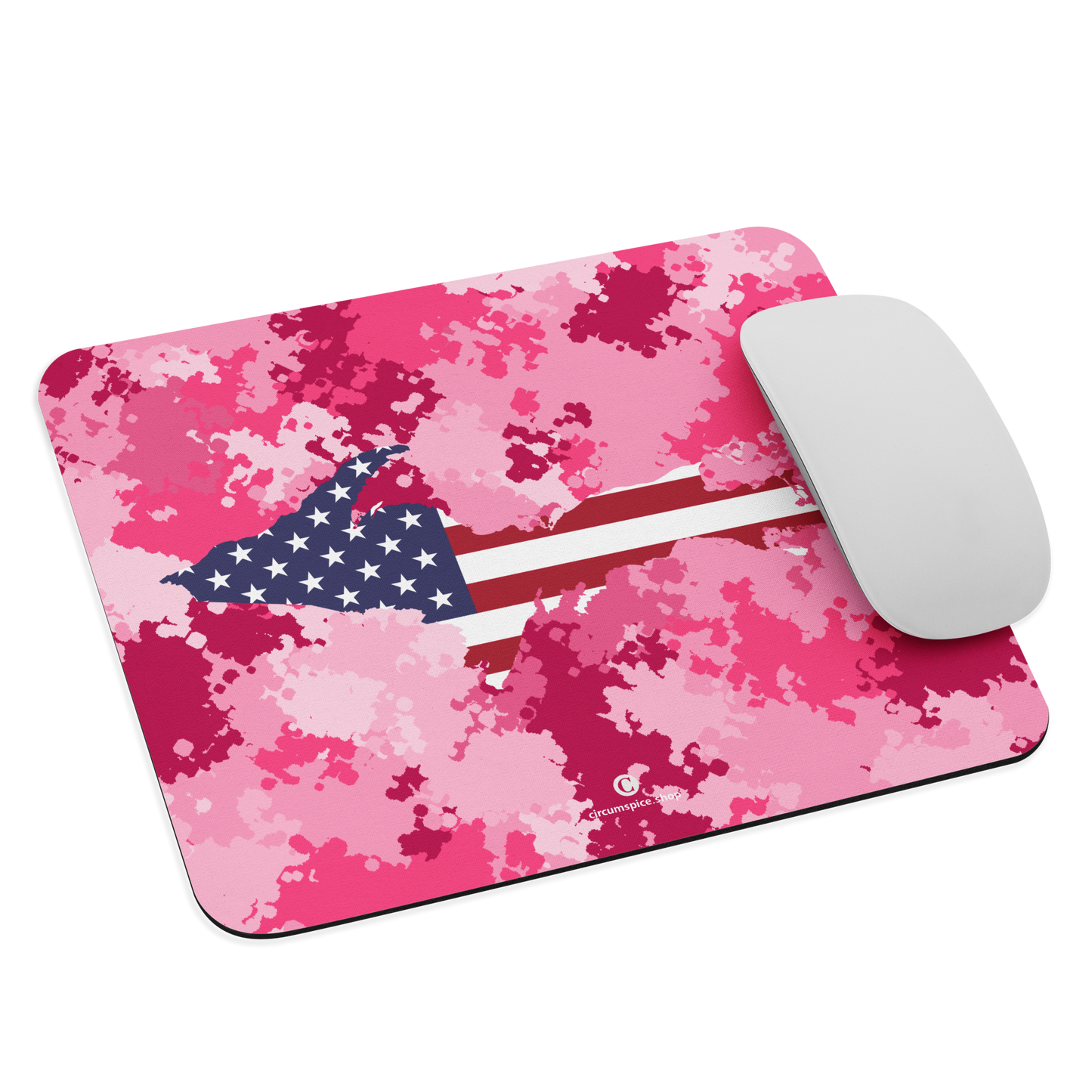 Michigan Upper Peninsula Mousepad (w/ UP Outline) | Pink Camo