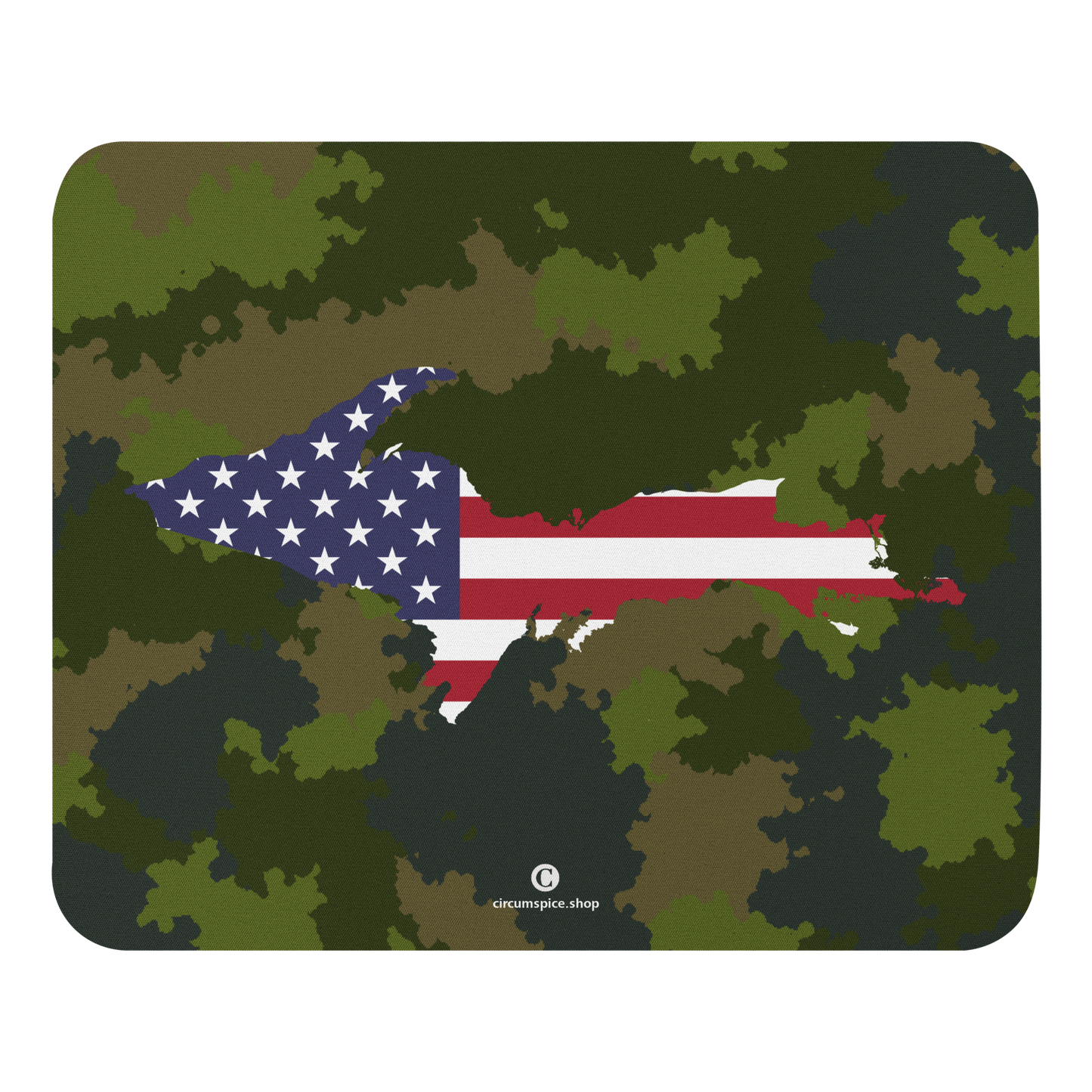 Michigan Upper Peninsula Mousepad (w/ UP Outline) | Woodland Camo