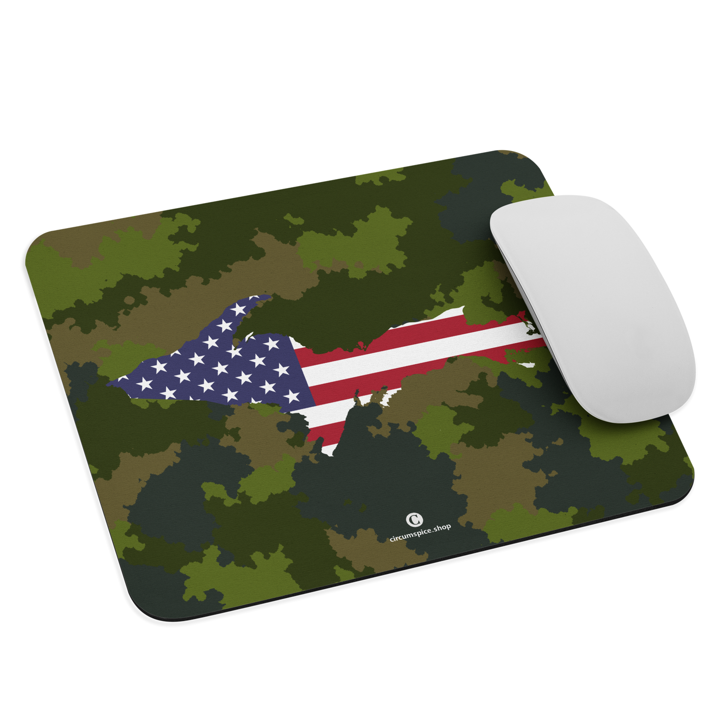 Michigan Upper Peninsula Mousepad (w/ UP Outline) | Woodland Camo