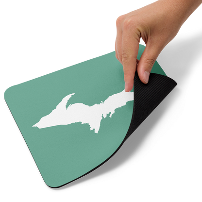 Michigan Upper Peninsula Mousepad (w/ UP Outline) | Metallic Mint Green