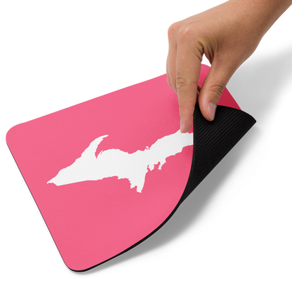 Michigan Upper Peninsula Mousepad (w/ UP Outline) | Rhodochrosite Pink