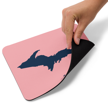 Michigan Upper Peninsula Mousepad (w/ UP Outline) | Strawberry Pink