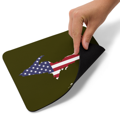 Michigan Upper Peninsula Mousepad (w/ UP Outline) | Military Green