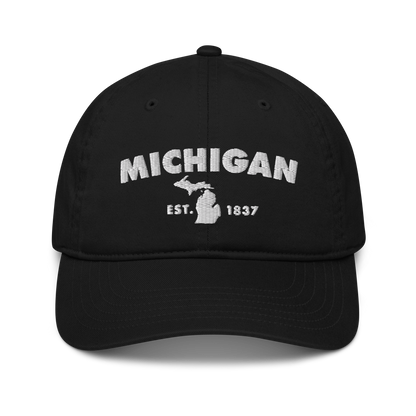 'Michigan EST 1837' Classic Baseball Cap (Geometric Sans Font)