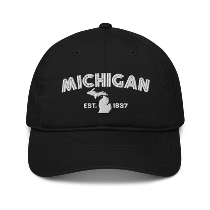 'Michigan EST 1837' Classic Baseball Cap (Metalpress Font)