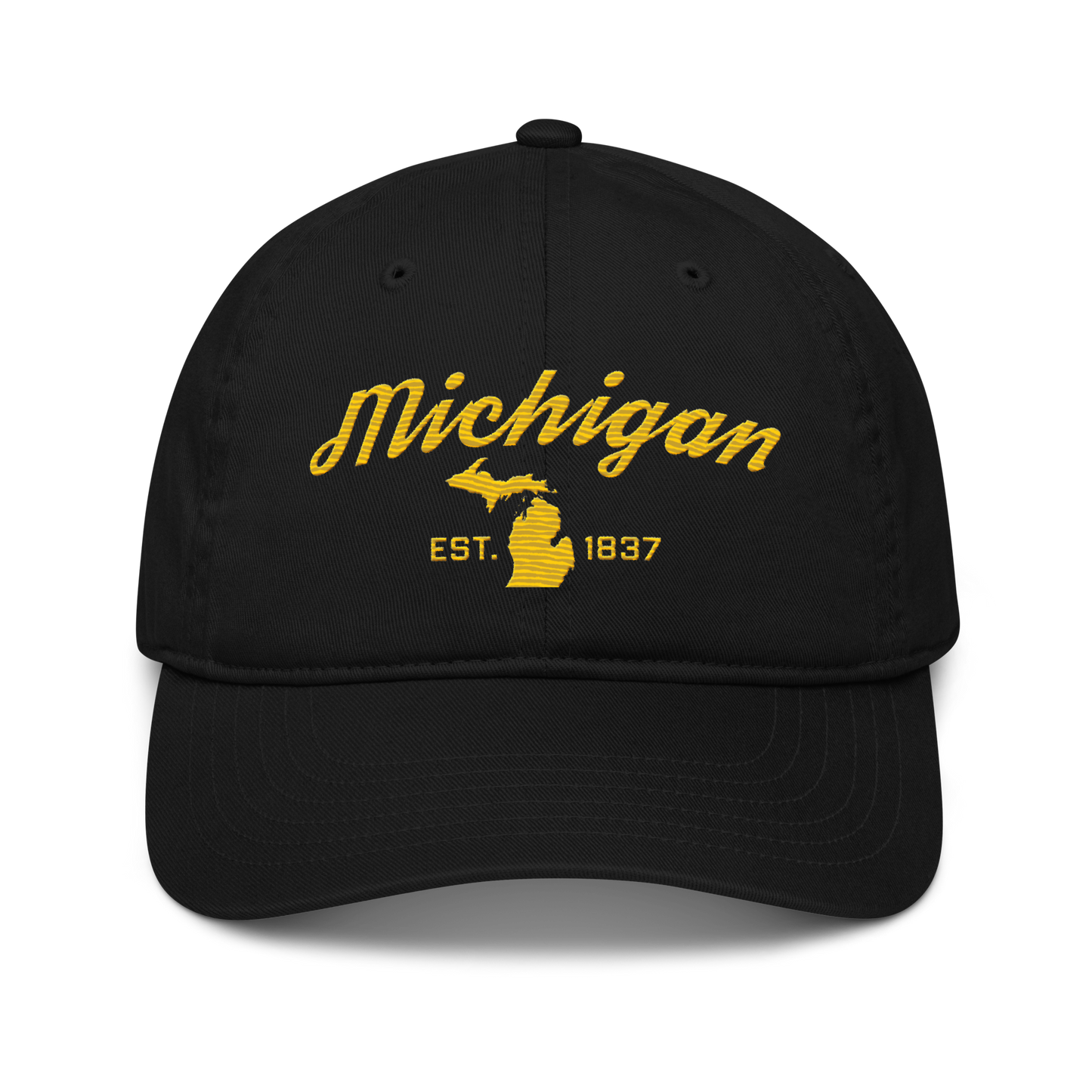 'Michigan EST. 1837' Classic Baseball Cap (Script Font) | Gold