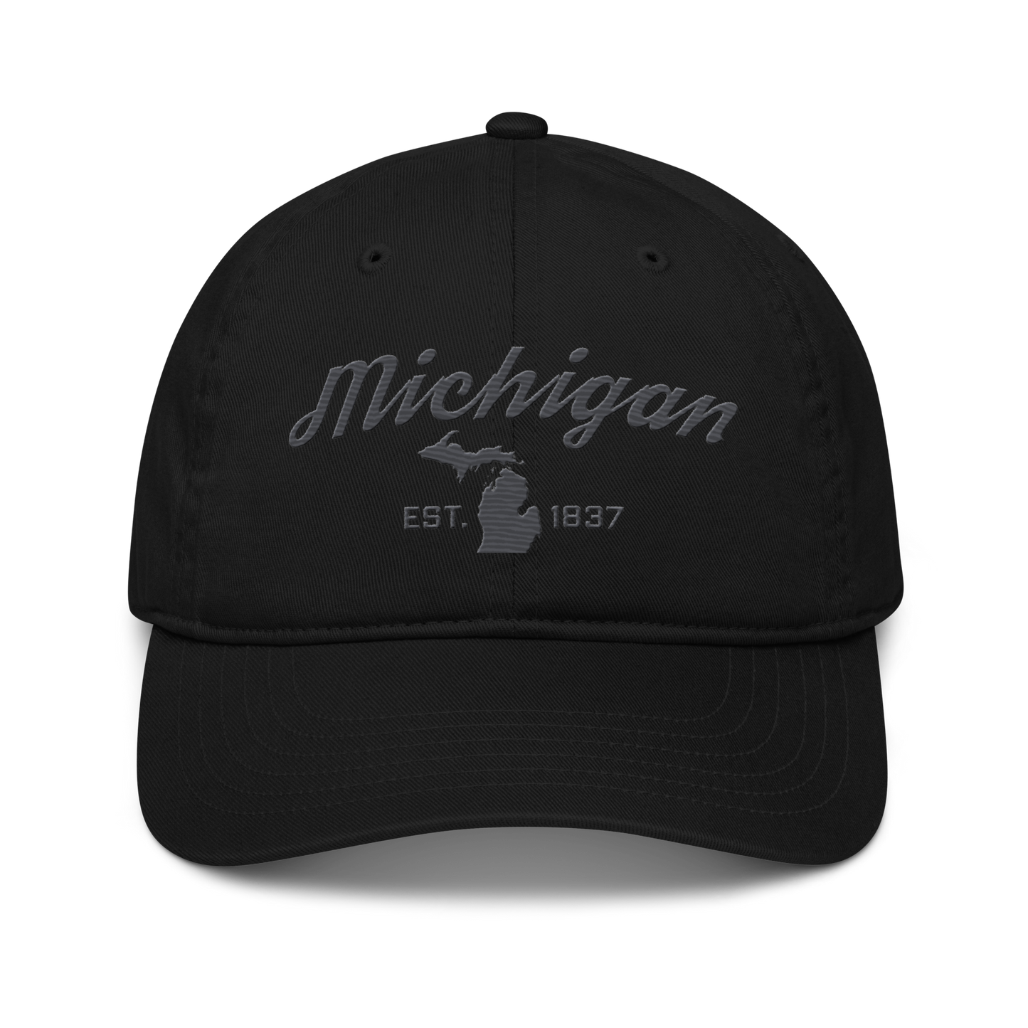 'Michigan EST. 1837' Classic Baseball Cap (Script Font) | Iron Ore Grey