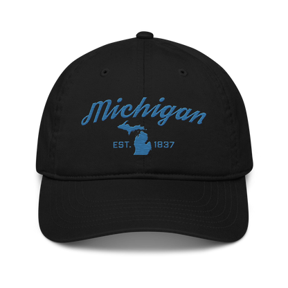 'Michigan EST. 1837' Classic Baseball Cap (Script Font) | Superior Blue