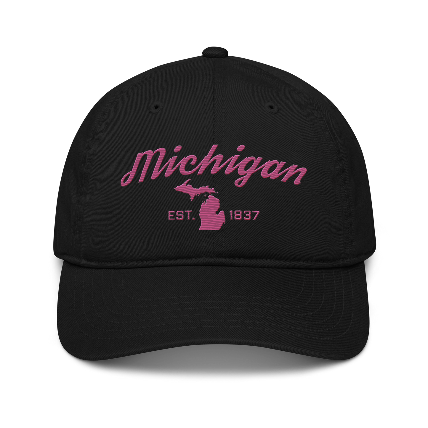 'Michigan EST. 1837' Classic Baseball Cap (Script Font) | Apple Blossom Pink