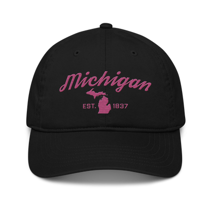 'Michigan EST. 1837' Classic Baseball Cap (Script Font) | Apple Blossom Pink