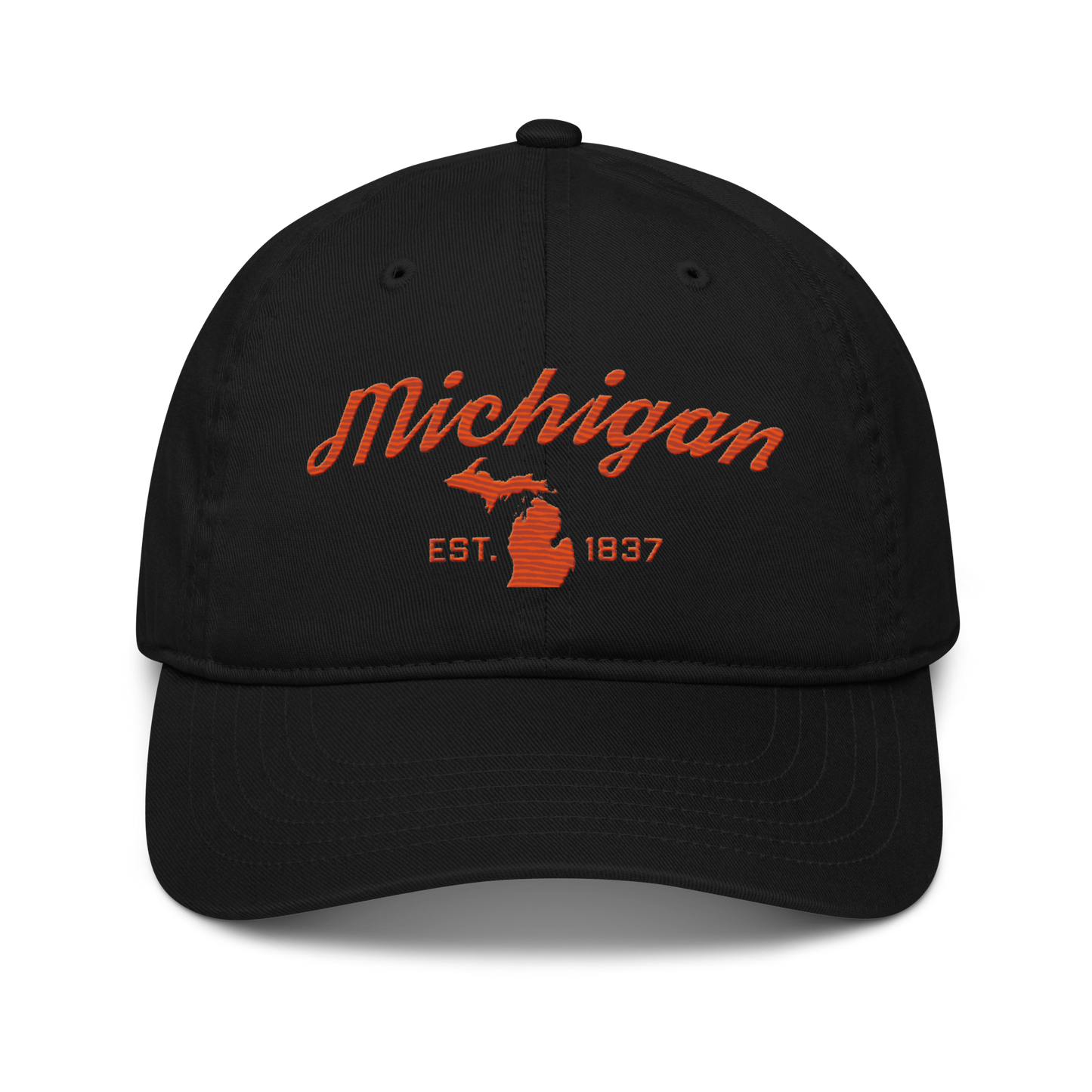 'Michigan EST. 1837' Classic Baseball Cap (Script Font) | Maple Leaf Orange