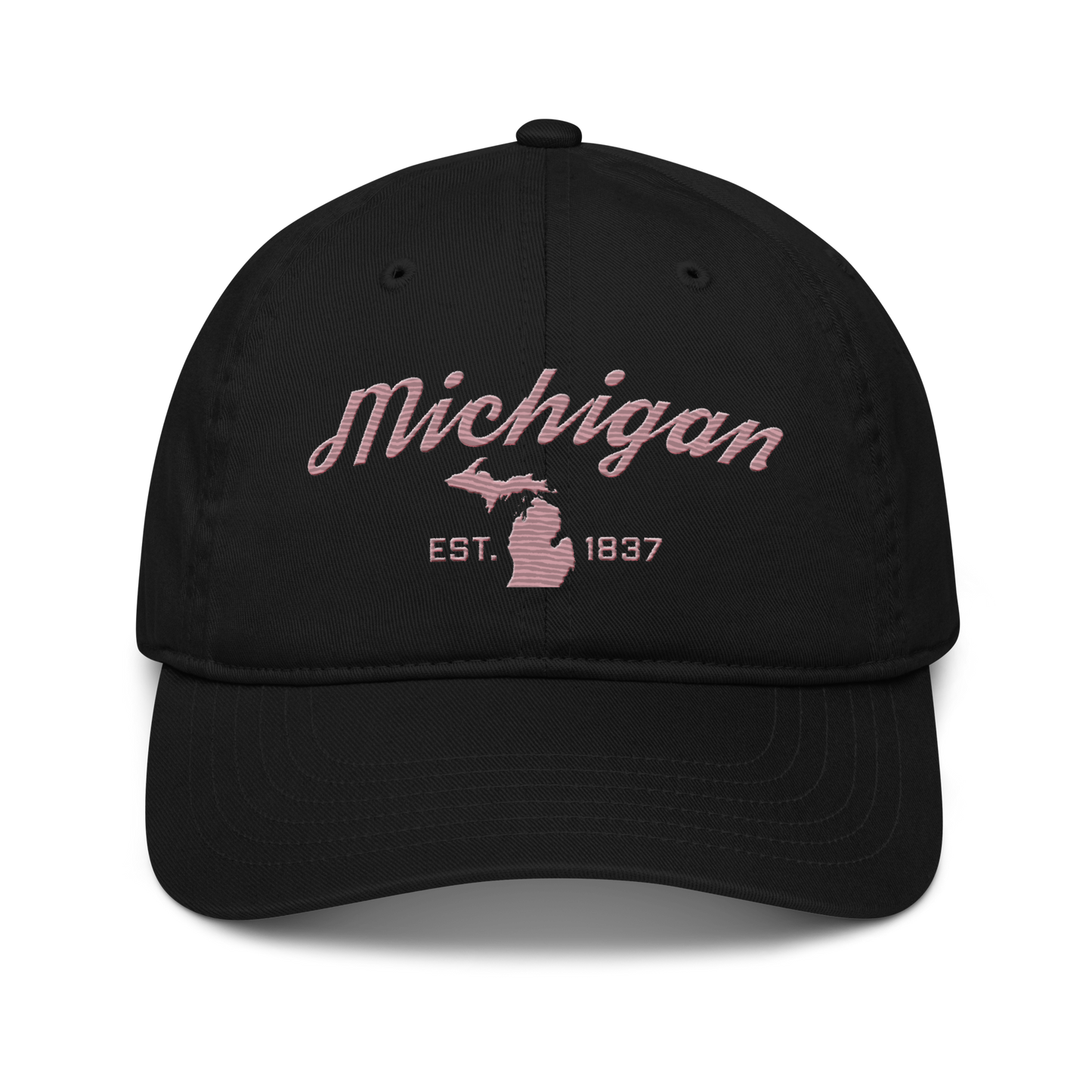 'Michigan EST. 1837' Classic Baseball Cap (Script Font) | Apple Blossom Pink