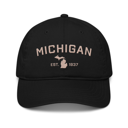 'Michigan EST. 1837' Classic Baseball Cap (Athletic Font) | Rose Gold