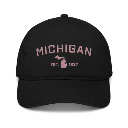 'Michigan EST. 1837' Classic Baseball Cap (Athletic Font) | Cherry Blossom Pink