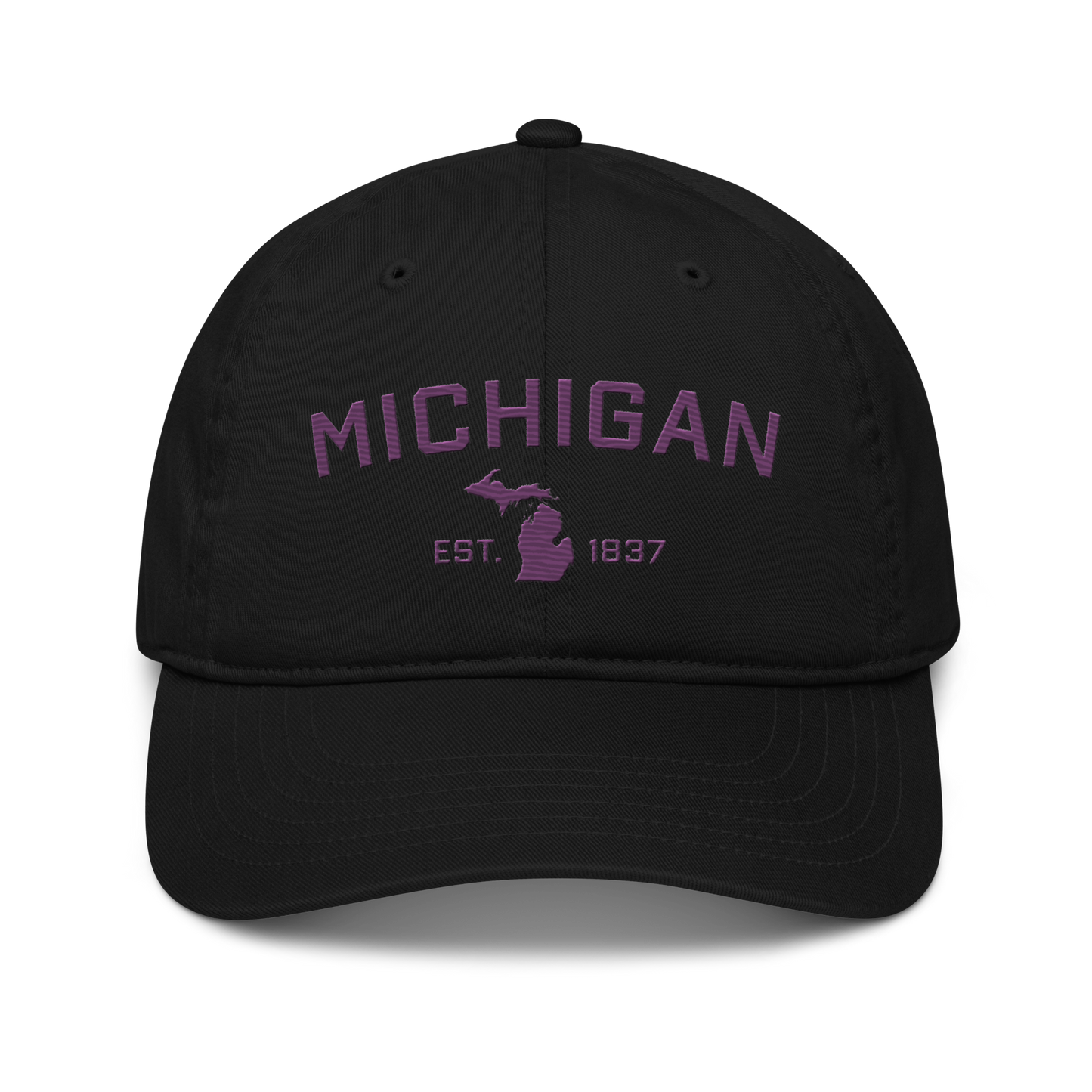 'Michigan EST. 1837' Classic Baseball Cap (Athletic Font) | Plum