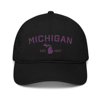 'Michigan EST. 1837' Classic Baseball Cap (Athletic Font) | Plum