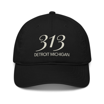 '313 Detroit Michigan' Classic Baseball Cap | Ivory White