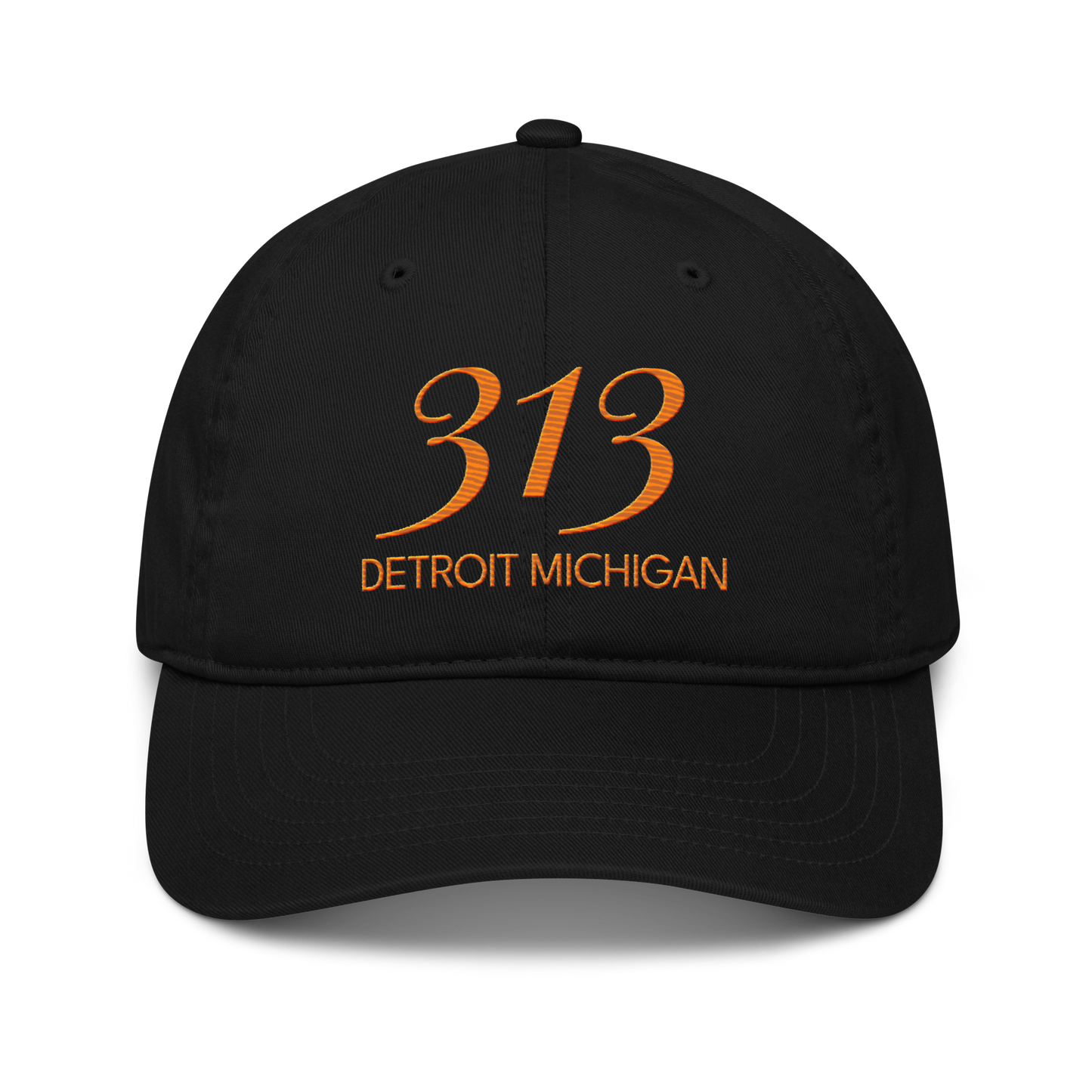 '313 Detroit Michigan' Classic Baseball Cap | Orange