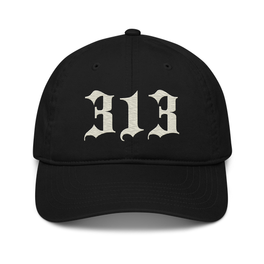 Detroit '313' Classic Baseball Cap (Old English) | Ivory White