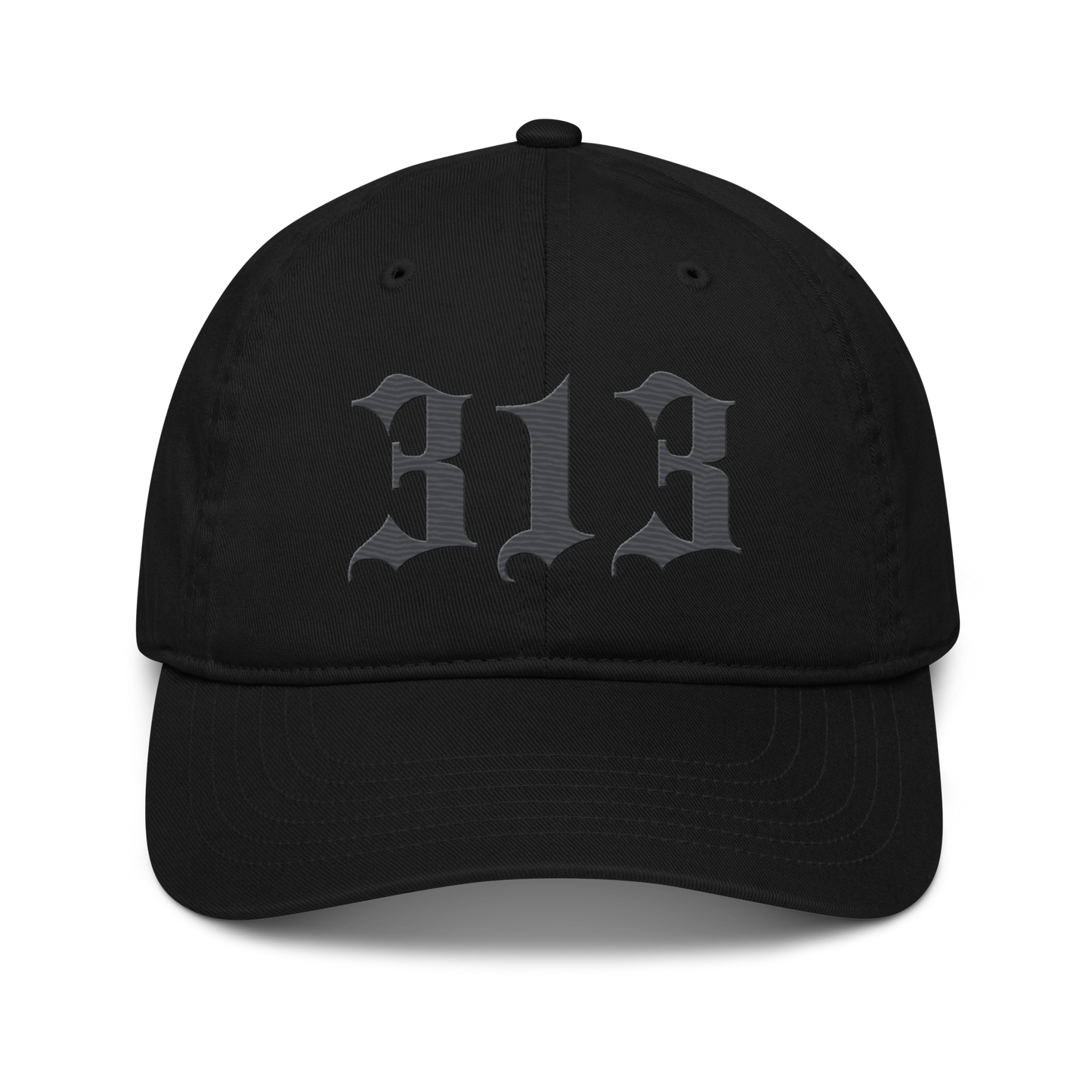 Detroit '313' Classic Baseball Cap (Old English) | Iron Ore Grey