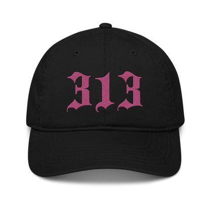 Detroit '313' Classic Baseball Cap (Old English) | Apple Blossom Pink