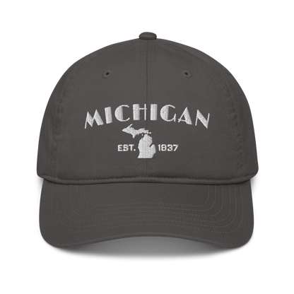 'Michigan EST 1837' Classic Baseball Cap (Theatrical Art Deco Font)