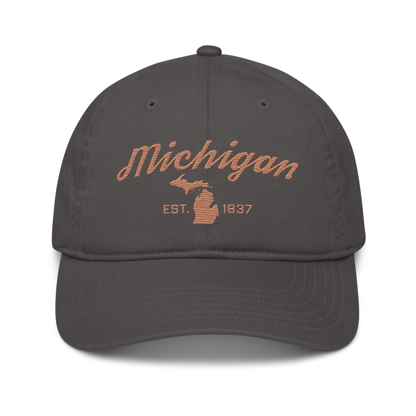 'Michigan EST. 1837' Classic Baseball Cap (Script Font) | Copper